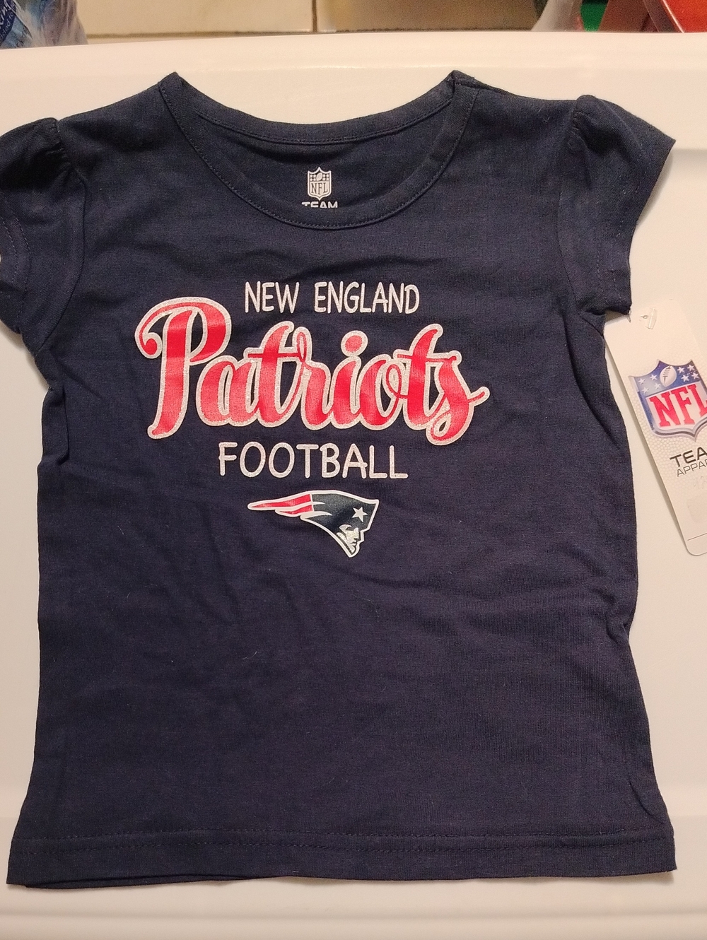 NFL New England Patriots Girls' Navy Football Tee Team Apparel 2T